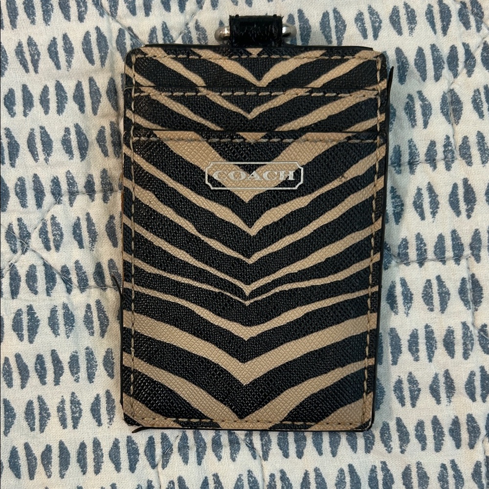 Coach Zebra Black and Tan Card Holder - Picture 2 of 7